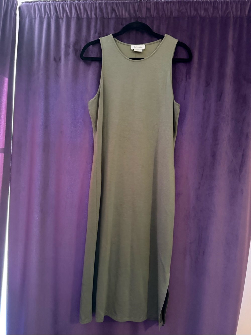 Calvin Klein Olive Sleeveless Maxi Tank Dress